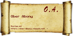 Ober Abony névjegykártya